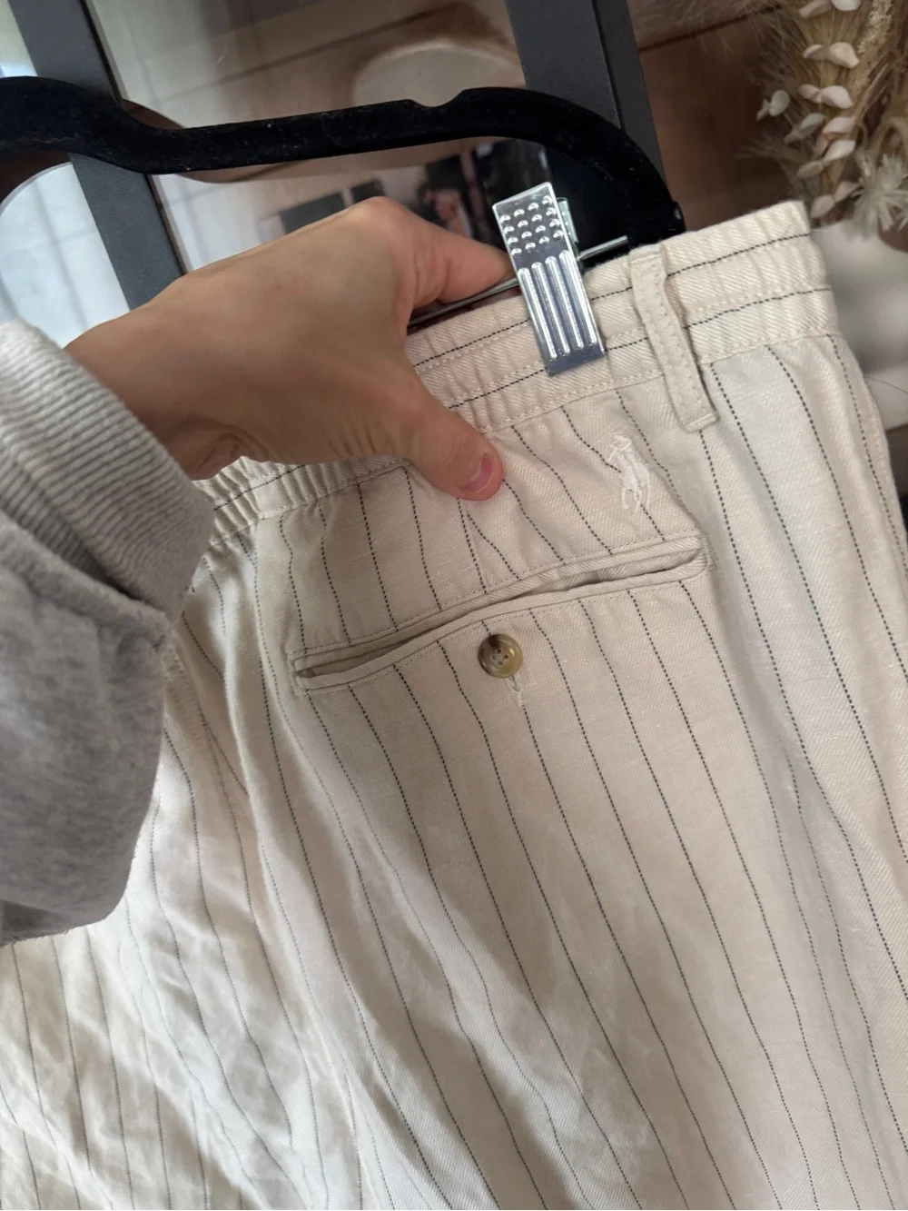 Ralph Lauren Polo Prepster Slim Tapered Fit Pants pinstriped linen lyocellcotton